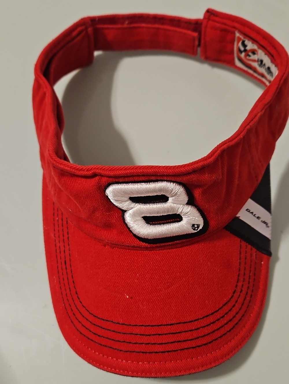 Dale Earnhardt Jr Red Visor Cap with White Number 8 Patch